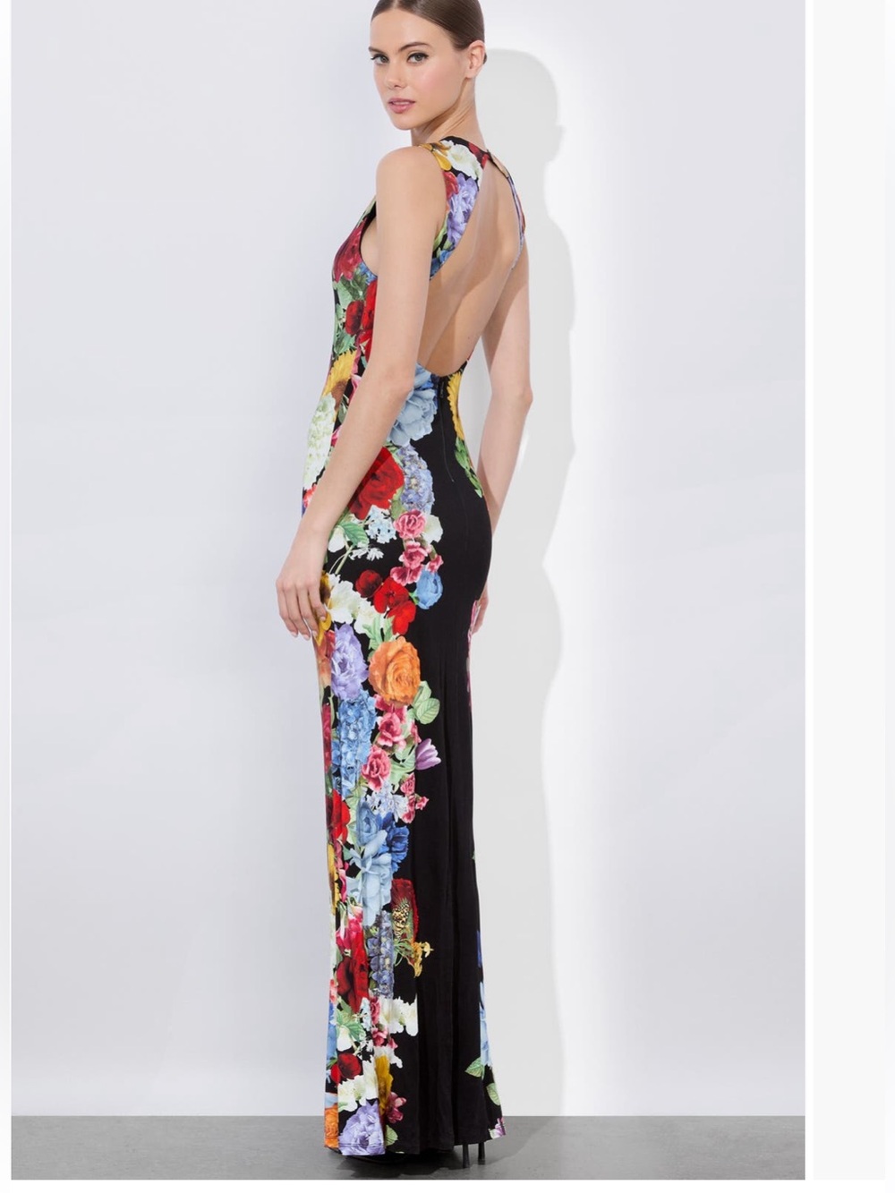 Alice + Olivia Delora Placed Floral Open Back Maxi Dress Size 4 New With Tag - Picture 3 of 10